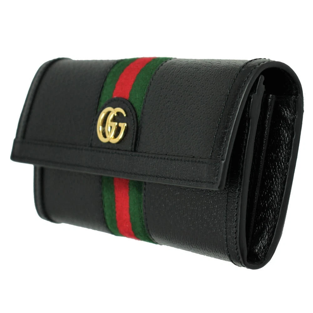 Gucci Wallet Women's Gucci Long REP Wallet Web Stripe Leather Black SALE UK