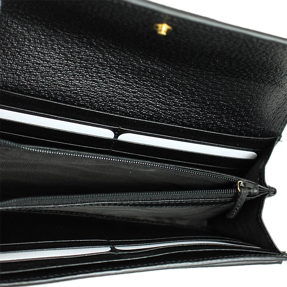 Gucci Wallet Women's Gucci Long REP Wallet Web Stripe Leather Black SALE UK