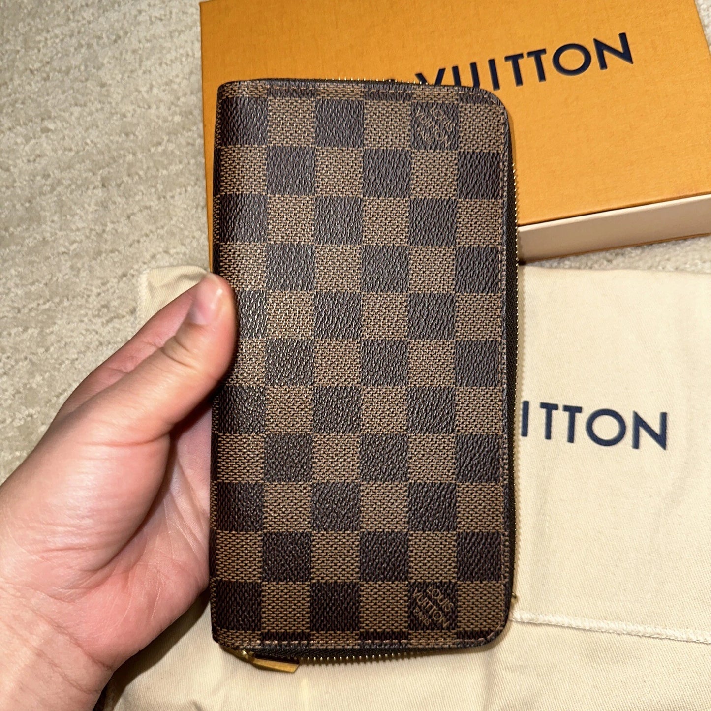 LOUIS VUITTON Long Zippy Wallet Purse Damier Ebene Brown  Women's Sale UK