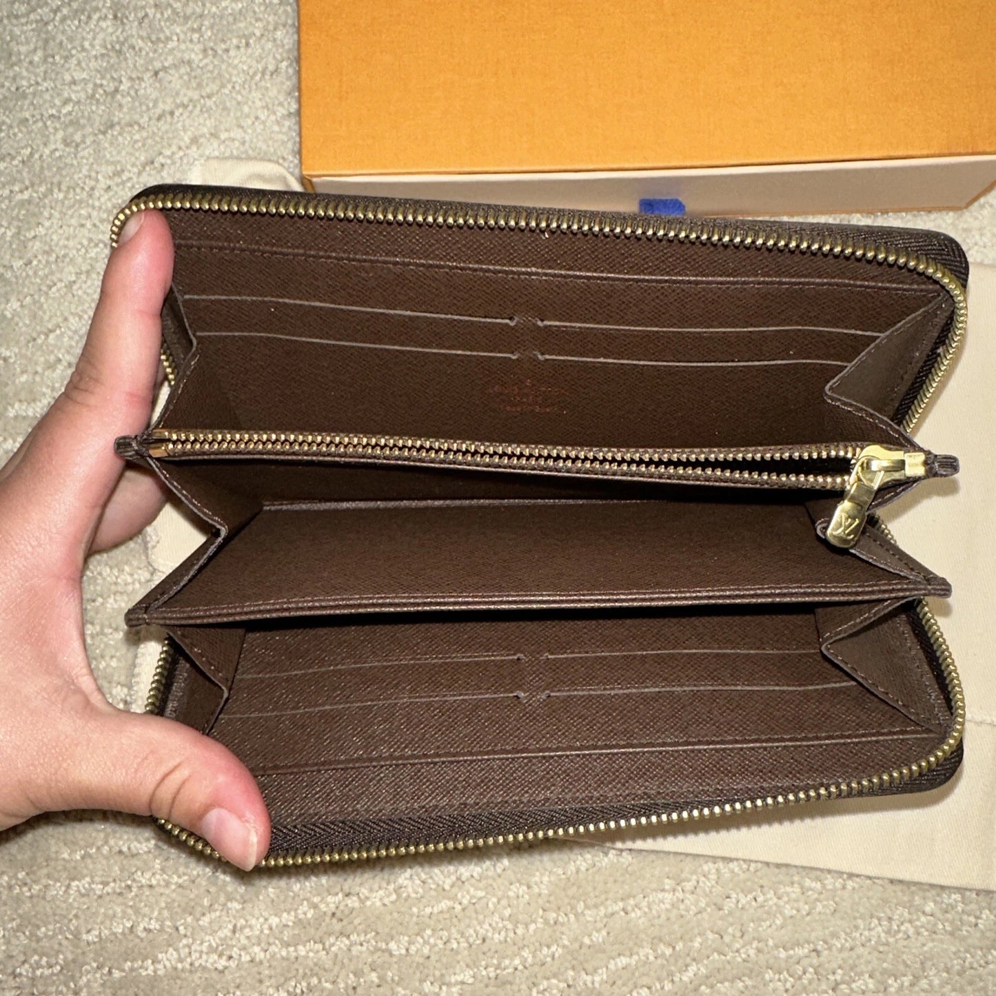 LOUIS VUITTON Long Zippy Wallet Purse Damier Ebene Brown  Women's Sale UK